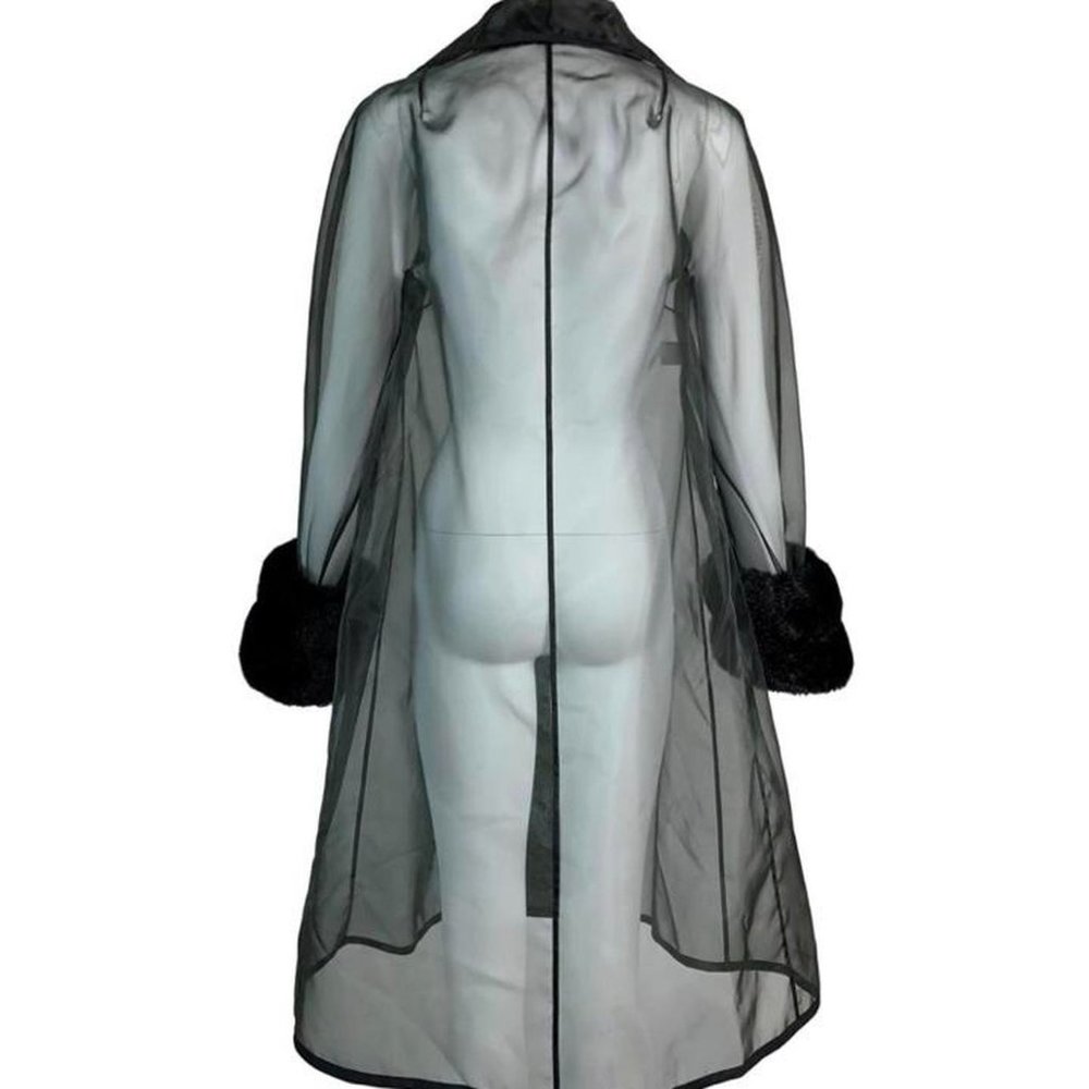 Dolce & Gabbana S/S 1995 Sheer Black 1950's Style A-Line Faux Fur Jacket - Picture 2 of 4